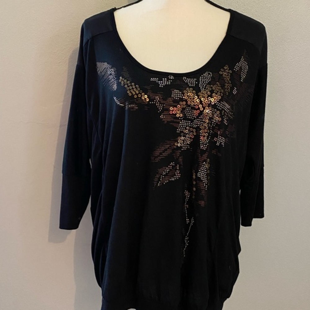 Miss me size L sequined floral top lack back - Picture 2 of 9